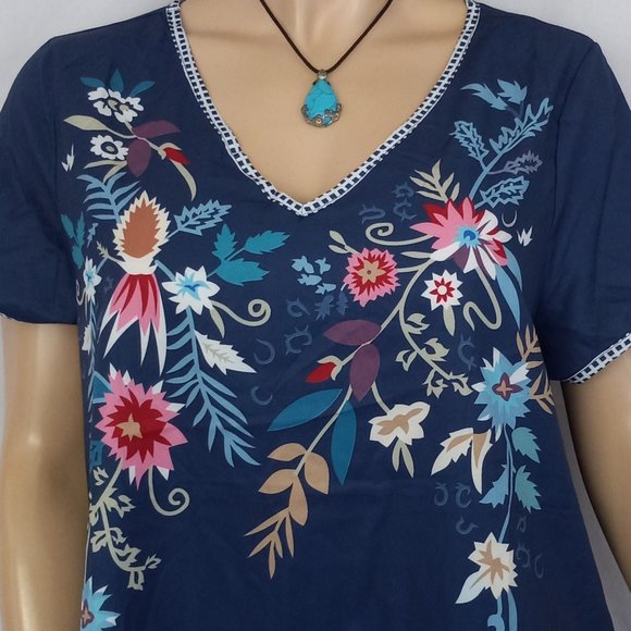 MISSLOOK Flower Print V-Neck Top Blouse Sz XL Very Cute! - Picture 4 of 8